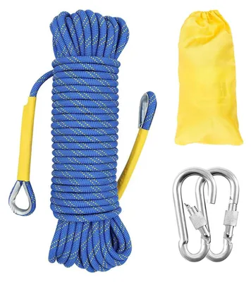 Obrázok produktu pre 20 metrový statický lanový systém na lezenie, hrúbka 12 mm – nylon, s 2 oceľovými karabínami