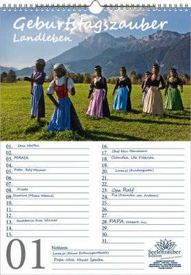 Produktbild von Geburtstagsplaner Geburtstagskalender Landleben DIN A3 Kalender Bergseen Gipfel und Berge - Seelenzauber