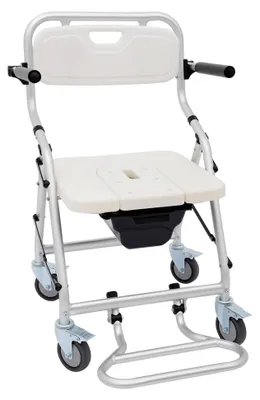 Produktbild von 3 in 1 Duschstuhl Rollstuhl Toilettenstuhl mit klappbaren Rollen für Senioren bis 150 kg
