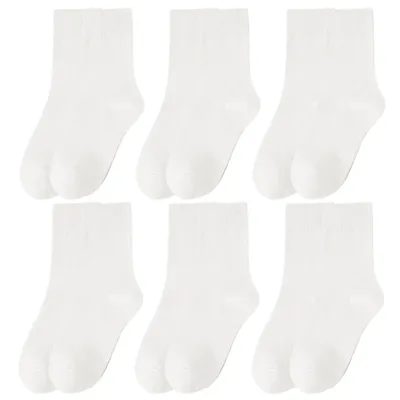 Produktbild von 6 Paar Damen Crew Socken Baumwolle Socken Atmungsaktive Sportsocken Freizeitsocken, Weiß