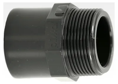 Produktbild von PVC Fittings Übergangsnippel 50/63mm x 1 1/2" | Klebemuffe/Klebestutzen x Außengewinde | Übergangsmuffe aus grauem PVC | PN16 für Rohr, Poolverrohrung, Druckleitung, Rohrleitung & Teich