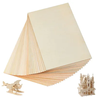 Produktbild von Set aus 24 Dünnen Holzplatten 30x20x0.2 cm – Pappelholz für Basteln & Laserprojekte