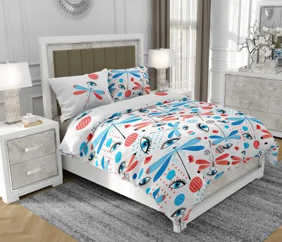 Produktbild von Bettwäsche 200x220 cm + 2x70x80 cm, 3-teilig, 100% Baumwolle, Satin, Reißverschluss, Bunt - SOVIO | So.9058