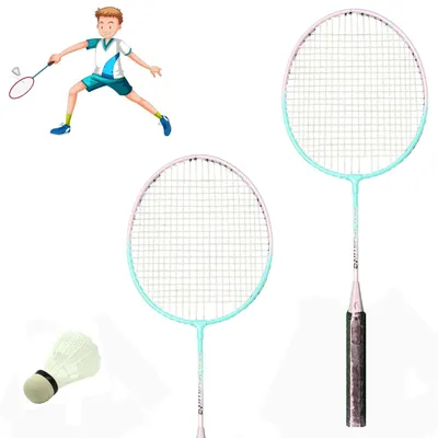 Produktbild von Best Sporting Federball Set Kinder I Starter Badminton Set Kinder mit 2 Juniorschlägern und 1 Federball in türkis/silber I Kinder Federball Set mit verkürztem Schlägerschaft für viel Spielspaß