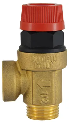 Immagine prodotto di Valvola Di Sicurezza 1/2" 1,5 Bar Gz-Gw Ferro Z1515Mf In Ottone Cw617N Per Impianti Di Riscaldamento A 110 °C
