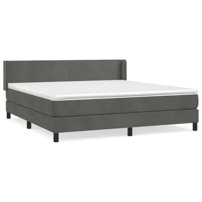 Zdjęcie produktu dla vidaXL Łóżko sprężynowe z materacem ciemnoszare 180x200 cm aksamitne