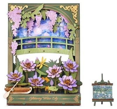 Produktbild von 3D-Holzpuzzle - Seerosenmodell - LED-Beleuchtung - Tischdekoration - Wandkunst - Geschenk für Erwachsene und Jugendliche