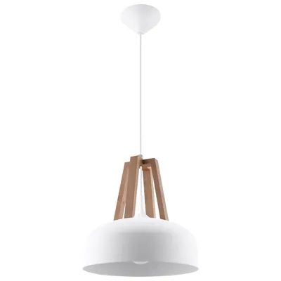 Obrázok produktu pre Závesné svietidlo CASCO biela/prírodné drevo 1xE27 15W oceľ/drevo 85x30x30cm Sollux Lighting