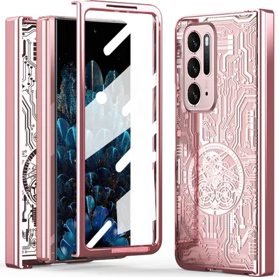 Produktbild von Oppo Find N Hülle, Luxus Galvanisierte Charnierschutz Kristallklare Schutzhülle mit Displayschutzfolie für Oppo Find N Pink