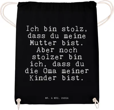 Produktbild von Mr. & Mrs. Panda beutelrucksack Ich bin stolz, dass... - Schwarz - Geschenk, leichtrucksack, Sportbeutel, Oma Spruch, gym rucksack, tasche, Mama, Enkel Geburt, stolz