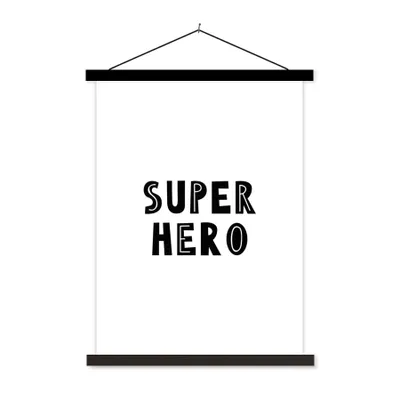 Produktbild von MuchoWow® Textilposter Jungen - Zitate - Superheld - Kind - Sprichwörter 60x80 cm mit schwarzem Rahmen - Plakathalter