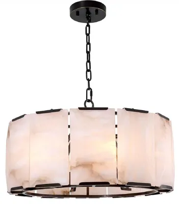 Image de Casa Padrino Lustre de luxe bronze / albâtre Ø 62 x H. 36 cm - Lustre rond de salon - Luminaires de luxe - Qualité de luxe
