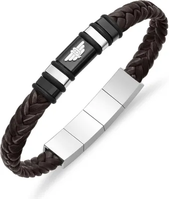 Produktbild von Police Armband Herren Wavebreaker Leder Schwarz 19 cm PEAGB0040403