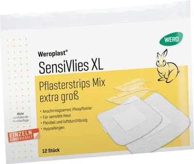 Produktbild von Weroplast® SensiVlies XL Pflasterstrips Mix, 12 Stk/Pkg