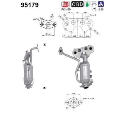 Produktbild von AS Katalysator Kat für TOYOTA Yaris Schrägheck (P13) Euro 6 95179