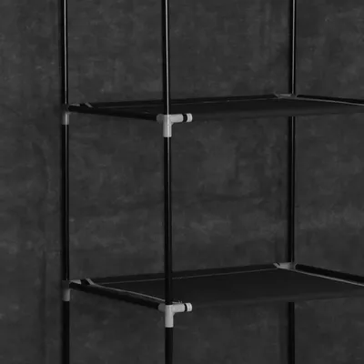 Image de vidaXL Armoire avec compartiments Barres Noir 150x45x175cm Tissu