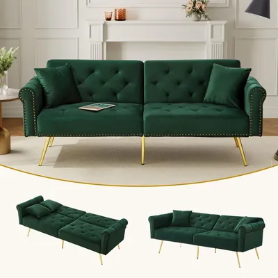 Produktbild von Odikalo 2-Sitzer Polstersofa Relaxsofa Lounge Sessel Verstellbar Rückenlehne Grün