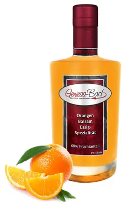 Immagine prodotto di Aceto di arancia balsamico – Specialità, 0,7L, con il 68% di contenuto di frutta, dal sapore intenso e delicato, con un'acidità del 5%