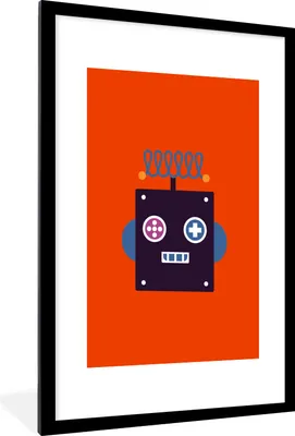 Produktbild von MuchoWow® MuchoWow® Gerahmtes Poster Roboter - Rot - Gesicht - Formen - Jungen - Kinder 60x90 cm - Poster mit zchwarzem Bilderrahmen - Dekoration - Wandposter Wohnzimmer - Hochwertig