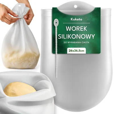 Obrázek produktu pro Kuketo | Silikonový sáček na hnětení těsta 6 l s popruhem - opakovaně použitelný sáček na hnětení a skladování těsta - tepelně odolný, hygienický a bez BPA