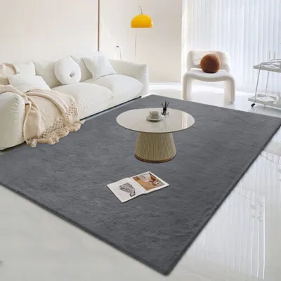 Image de Tapis épais en peluche de lapin, moelleux et lavable pour le salon, la chambre à coucher et la chambre d'enfant,gris foncé,305x242cm