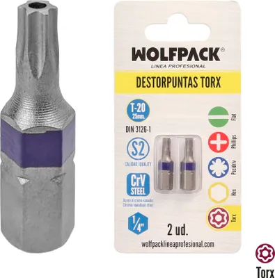 Produktbild von Wolfpack Destorpuntas Torx T20 (2 Piezas) Acero S2 al Cromo Vanadio