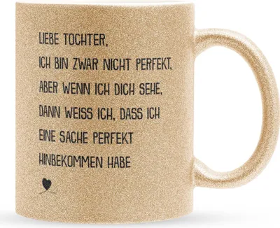 Produktbild von 22Feels Glitzertasse Gold Tochter Geschenk Geburtstag 18 Jahre Kinder Mädchen Abi Uni Abschluss Bachelor Master Weihnachten Haferl Konfirmation Firmung Teenager Geschenkidee Bürotasse