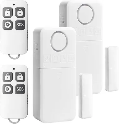 Zdjęcie produktu dla 2 sztuki alarmu okiennego, system zabezpieczenia przed włamaniem, 130 dB, bezprzewodowy alarm drzwiowy z pilotem, 4 tryby alarmu, magnetyczny czujnik do okien i drzwi
