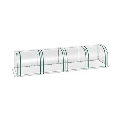Produktbild von Gewächshaus mit Reißverschluss und 4 Fenster Stahlrahmen Treibhaus Pflanzenhaus 395x100x80cm Transparent