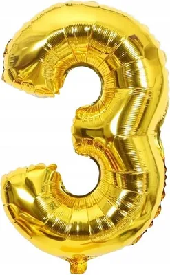 Zdjęcie produktu dla Balon foliowy cyfra 3 złota urodziny 60cm