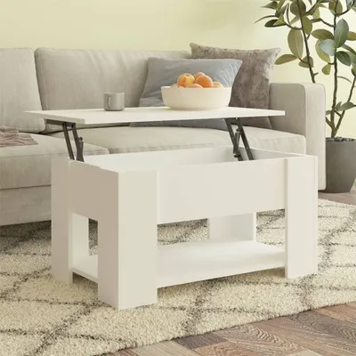 Produktbild von vidaXL Couchtisch Weiß 79x49x41 cm Holzwerkstoff - Couchtisch - Couchtische - Couchtisch Höhenverstellbar - Beistelltisch