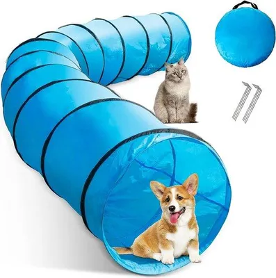 Produktbild von Famanu Hundetunnel 500 x 60 cm - Spieltunnel für Training, blau