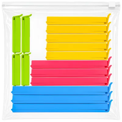 Lebensmittel-Clips, 16 Stück, 4 Größen, 4 Farben, wiederverwendbar