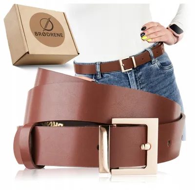 Image de Brødrene Ceinture Cuir Marron Boucle Dorée Naturel