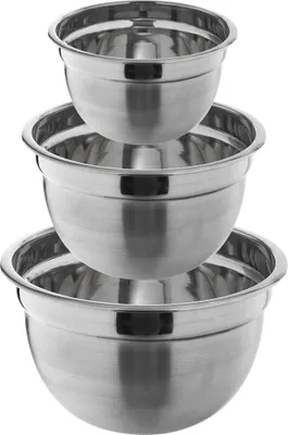 Immagine prodotto di Ciotola da cucina Orion Ciotola per servire Ciotola per insalata Ciotola per mescolare in acciaio inox Set di 3 eleganti 0,65l + 1,3l + 2,6l