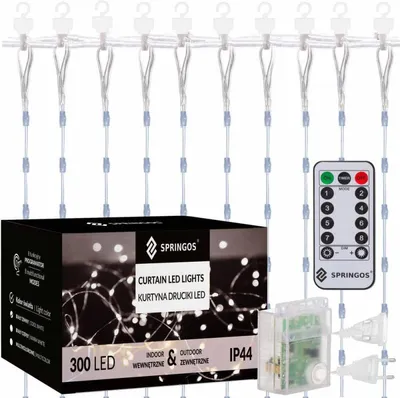 Obrázek produktu pro LED Nano závěs - 3x3m, 300LED, 8 funkcí, ovladač, IP44, studená bílá