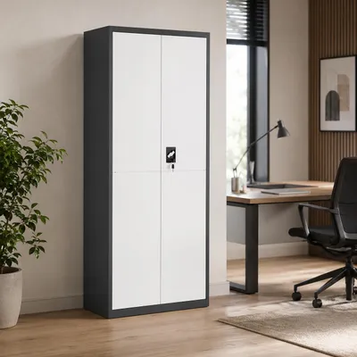 Produktbild von VCM Metallschrank mit 5 Fächern, Stahlschrank abschließbar, 80 x 180 x 40 cm, Aktenschrank und Universalschrank, Malivo