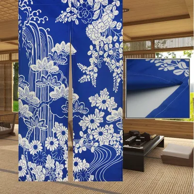 Obrázok produktu pre Solidchoice – Dverové závesy v japonskom štýle s kvetinovým vzorom, 35 x 60 cm