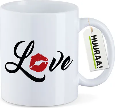 Produktbild von Huuraa Kaffeetasse Love Kuss 330ml Weiß Keramik Kaffeebecher Geschenkidee