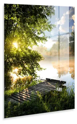 Obrázek produktu pro STYLER Skleněná obrazová kompozice IDYLL GL329, 50x70 cm, obraz na skle, krajina, příroda, jezero, hory, vhodná do obývacího pokoje nebo ložnice, moderní dekorace na zeď