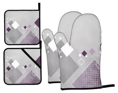 Produktbild von Ofenhandschuhe und Topflappen, Set mit 4 rutschfesten Grillhandschuhen, Küchenhandschuhe, hitzebeständig für Küche, Kochen, Backen, Grillen