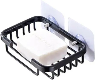 Immagine prodotto di Portasapone - Dispenser per sapone - Organizzazione del bagno - Forte forza di fissaggio - 13x9x3 cm - Nero