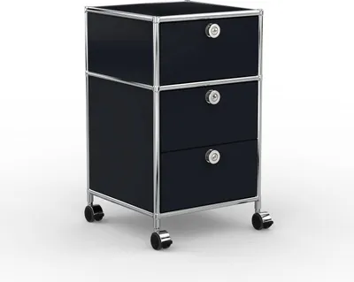 Produktbild von VERSEE Büro-Rollcontainer, Metall, 40 cm, 1 Schublade + 1 Doppelschublade, Graphitschwarz