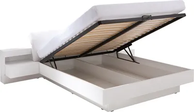 Productafbeelding van Bed met opbergruimte 160x200 RENATO inclusief lattenbodem, kleur wit