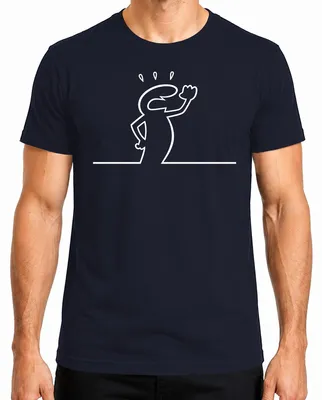 Imagen del producto de Camiseta para hombre, diseño "La Linea Balum Strichmännchen Wütend" de Osvaldo Cavandoli, color azul marino, talla L