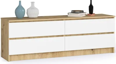 Produktbild von Akord Kommode 4 Schubladen Eiche Artisan/Weiß 160X40X55 Cm