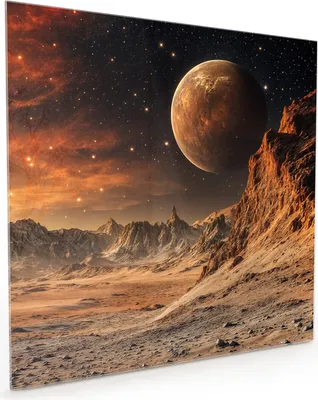 Produktbild von Küchenrückwand Spritzschutz Glas mit Motiv Fremder Planet 40 x 40 cm
