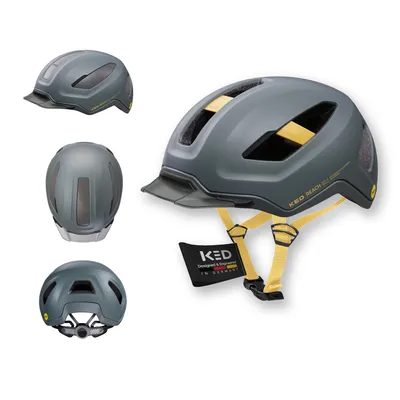 Produktbild von KED Reach DT1 Fahrradhelm – MIPS Schutz, K-Fit 3D Anpassung, Abnehmbares Visier, Rib Cage Belüftung,  Farbe: grey golden yellow Größe: 54-58 (M)