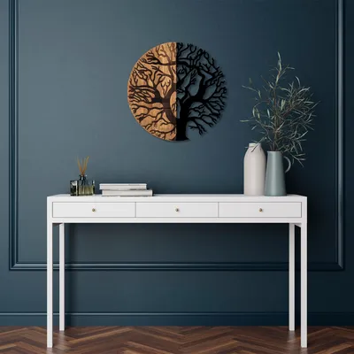 Produktbild von Wallity, Elegantes Wandaccessoire aus Holz & Metall, Ø 56 cm, Schwarz/Walnuss