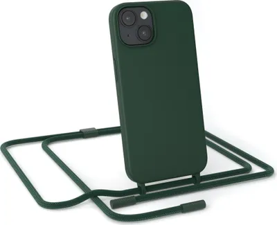 Produktbild von EAZY CASE Handykette Silikon Premium kompatibel mit Apple iPhone 14 Handyhülle mit Umhängeband, Handykordel mit Schutzhülle, Silikonhülle, Hülle mit Band, Kette für Smartphone, Grün